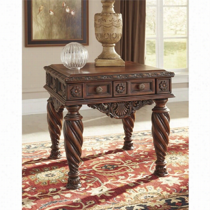 Ashley North Shore Square End Table In Dark Brown