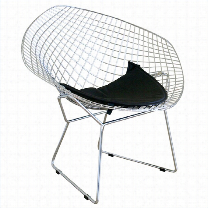 Baxton Studio Bertoia Diamond Wire Chair In Silver (set Of  2)