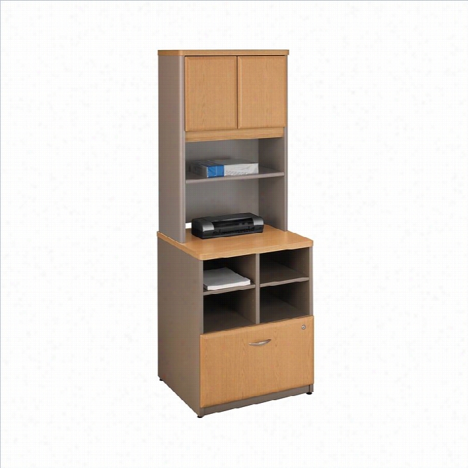 Bush Bbf Series As Torage Ministry With Hutch In Light Oak