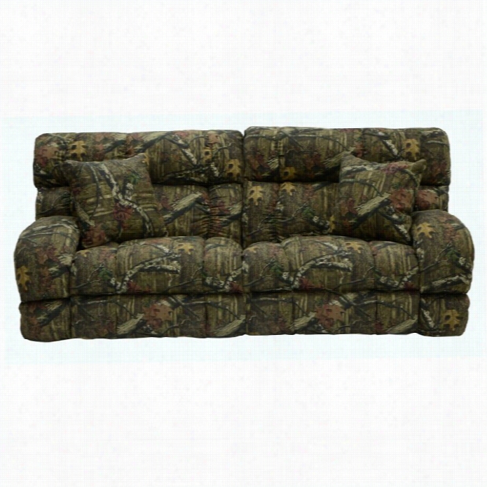 Catnapper Duck Dynasty Piwer Lay Flat Reclining Fabric Sofa In Moss