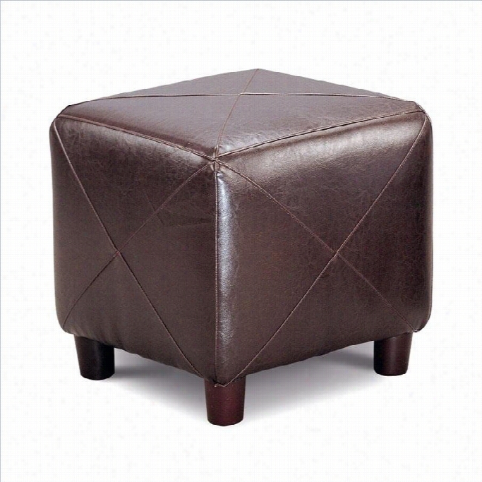 Coaster Contemporary Faux Leather Chbe Ottoman In Dark Brown