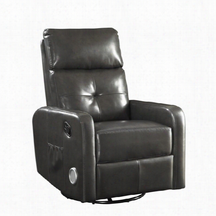 Coaster Faux Leather Swiivel Glider Recliner In Gray