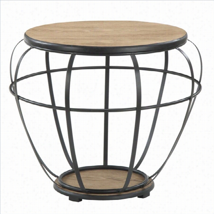 Conveniennce Concepts Wyoming Wiire And Wood Large End Table In Blwck