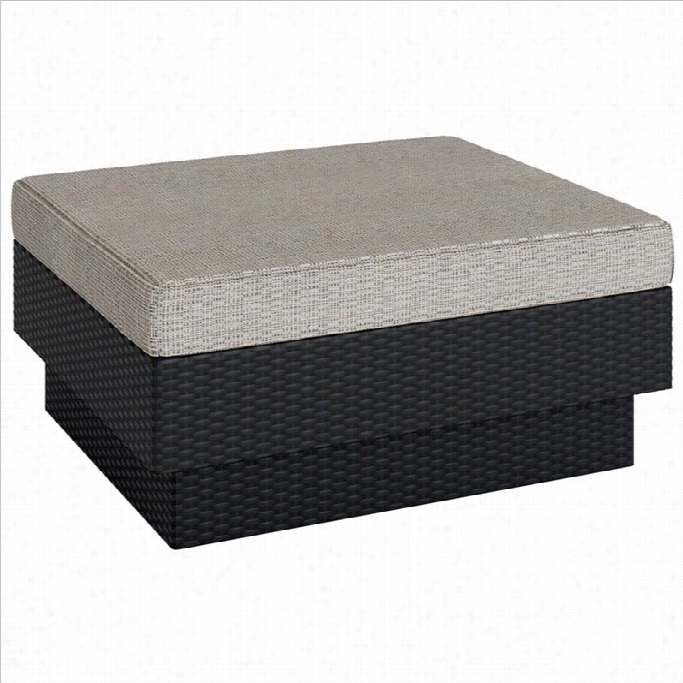 Corliving Park Terrace Ottoman In Textured Black