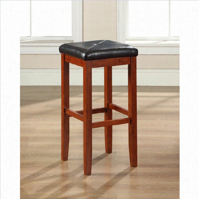 Crosley Furniture 29 Upholstereds Quare Bar Stool In Vintage Mahogay