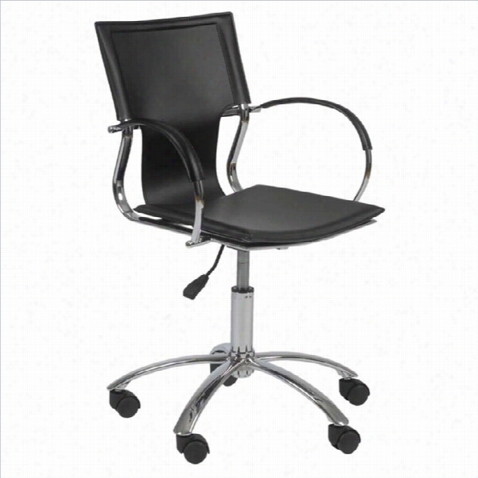 Eurostyle Vinnie Office Chair In Black Leath Er/chrome