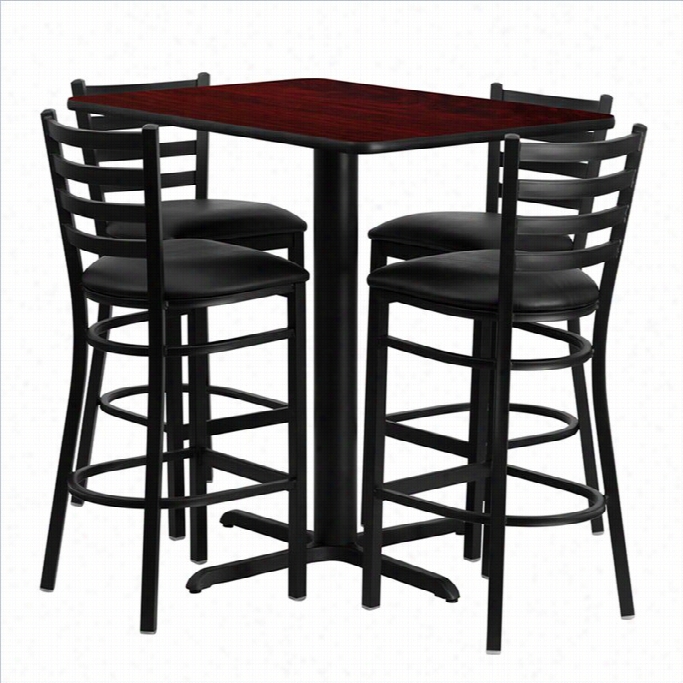 Flash Furniture 5 Piece Rectangular Table Set In Black And Mahogany