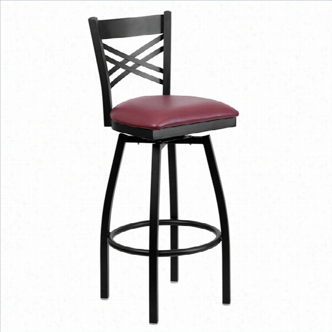 Flash Furniture Hercules 32 Swivel Mstal Bar Stool Burgundy And Blackk