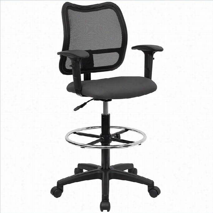 Flashfurniture Mi Bback Mesh Drafting Chair In Gray Fabric