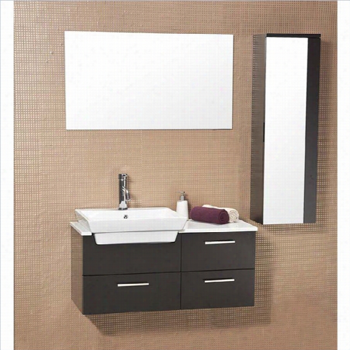 Fresca Stella Caro Bathroom Vanity Set In Espresso-versa In Brushed Nickel