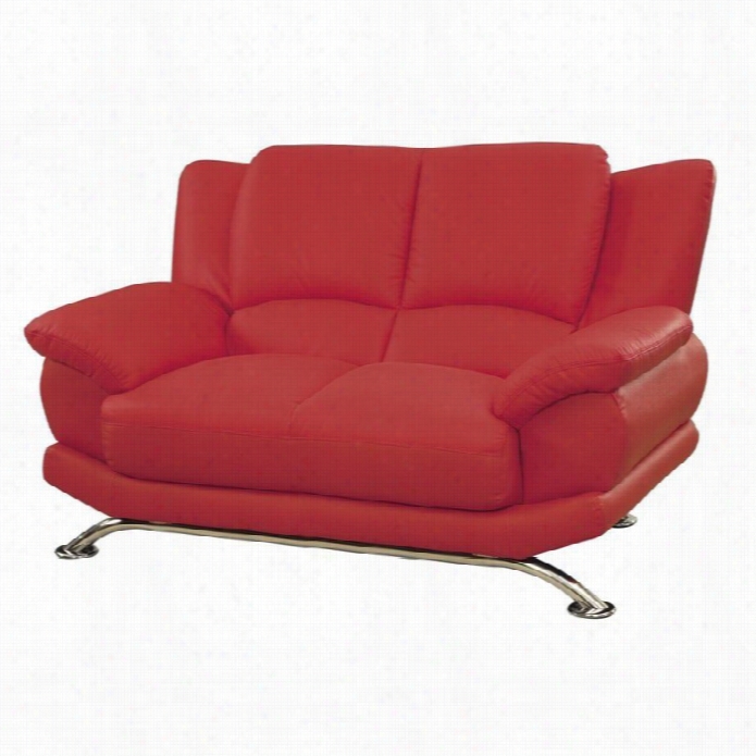 Global Furniture Leather Loveseat With Chrome Legs In Rd