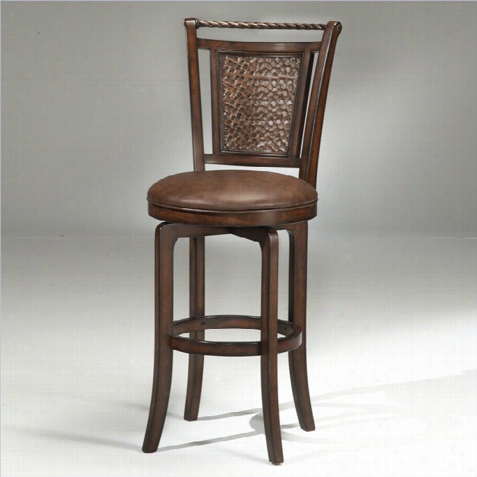 Hillsdale Norwood 26.5 Swivel Bar Stool In Brown Chedry And Copper