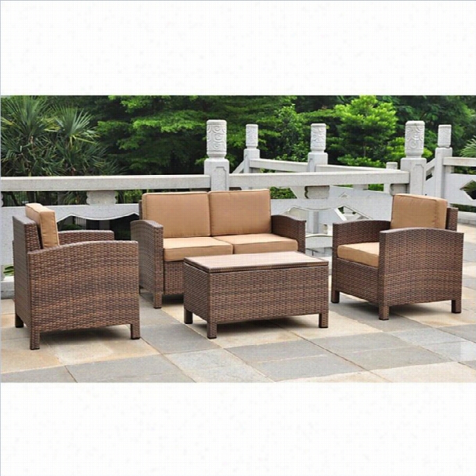 International Caravan Barcelona 4 Pcs Patio Set With Storage In Brown