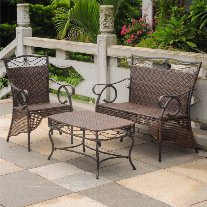 International Caravan Valencia 3 Piece Patio Bistro Set In Brown