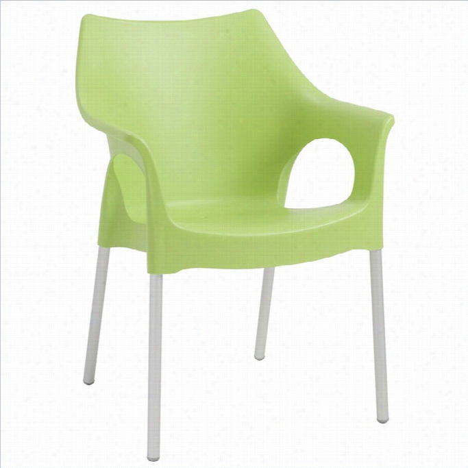 Italmodern Olaoffice Dining Chair In Green And Aluminum