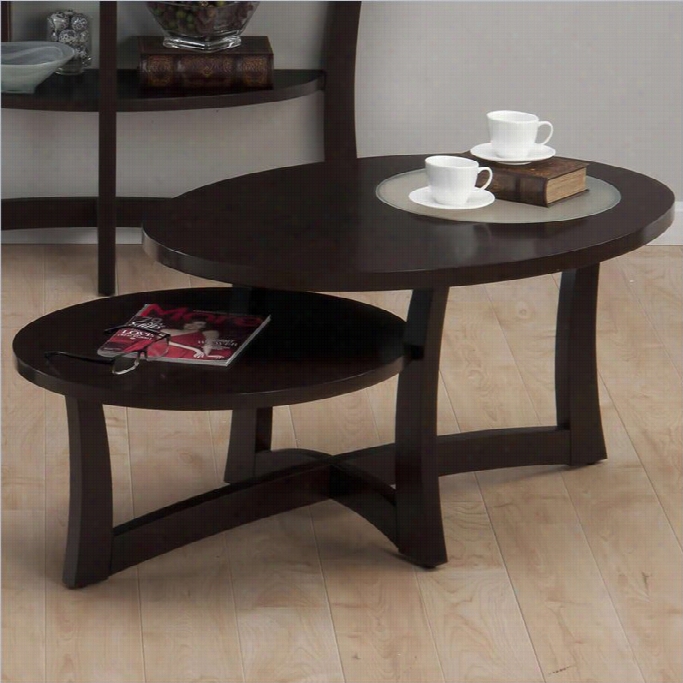 Jofran Asymetrical Oval Coffee Table In Skylh Espresso