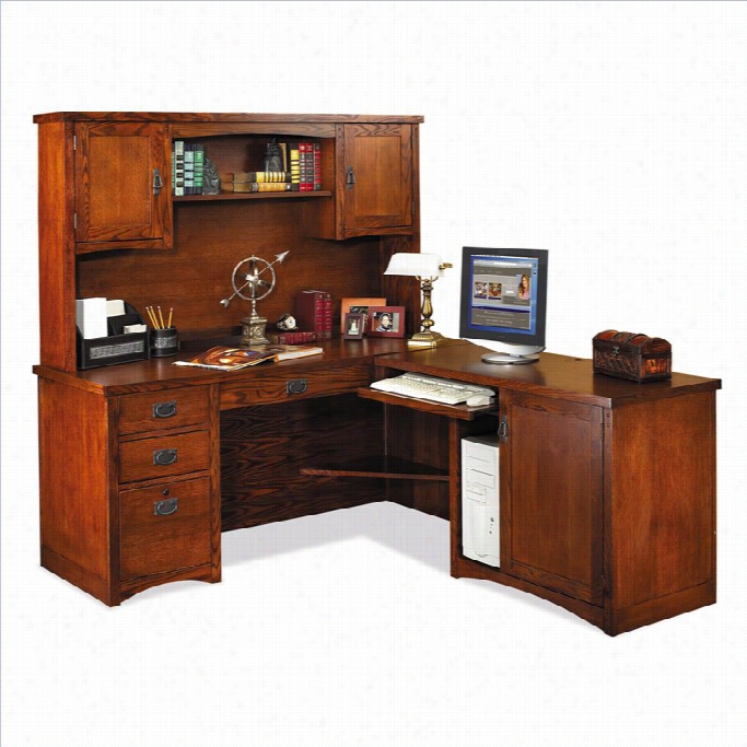 Kath Ireland Home By Martin Frniutre Misison Pasadena Ll-shap E Wood Home Office Set With Hutch In Mission Cherr Y