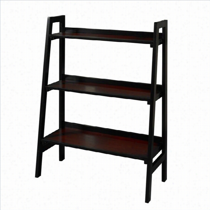 Linon Camden Three Shellf Bookcase In Black Cherry