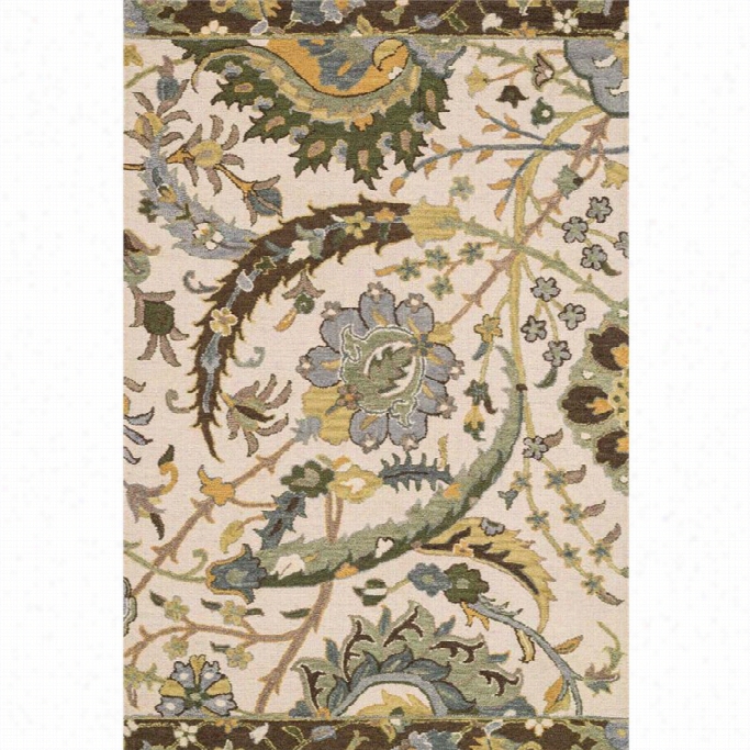 Loloi Mayfield 9'3 X 13' Hand Hooked Wooll Rug In  Ivory And Green