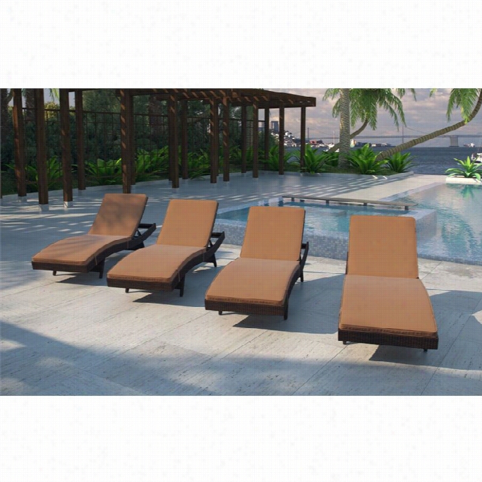 Modway Peer Patio Lounge In Brown And Mocha ( Set Of 4)