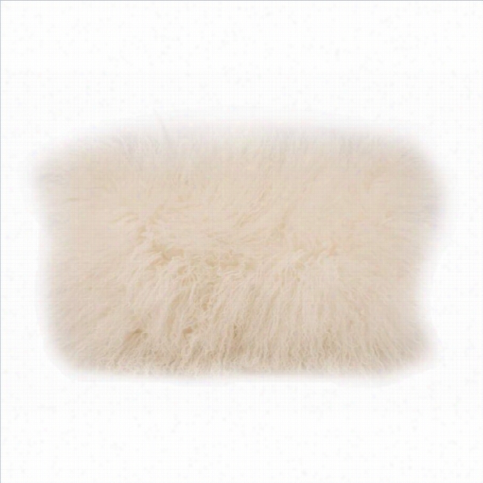 Moe's Lamb Fur Reectangle Pillow In Cream