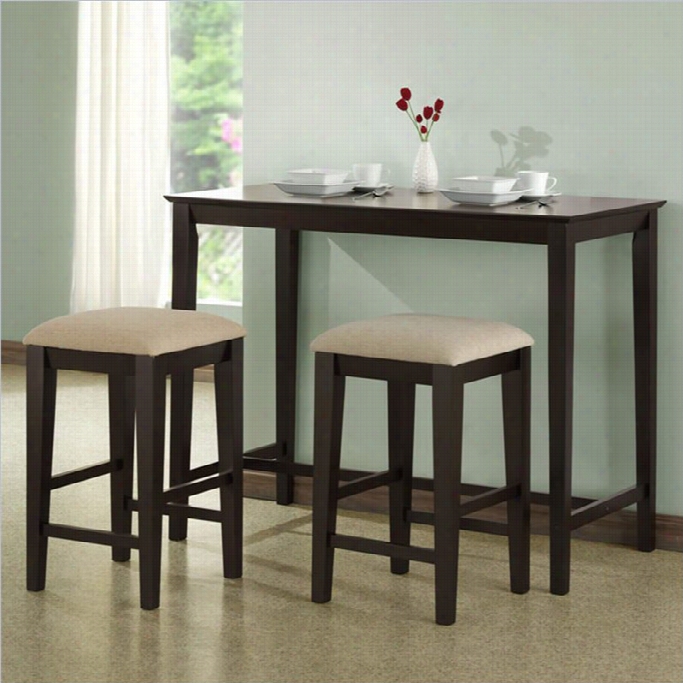 Monarch 3 Piece  Gathering Table Set In Cappuccino