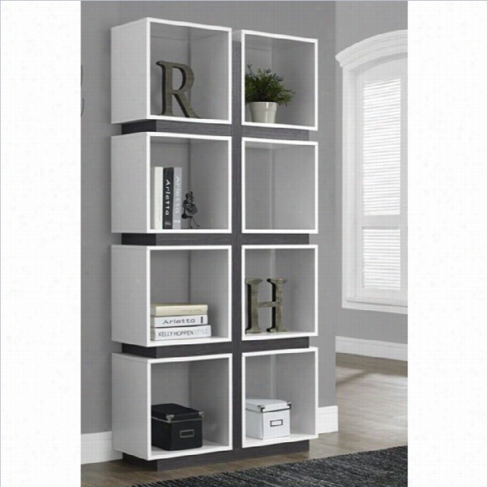 Monarch 71 Hollow-core Bookcase In White And Gray