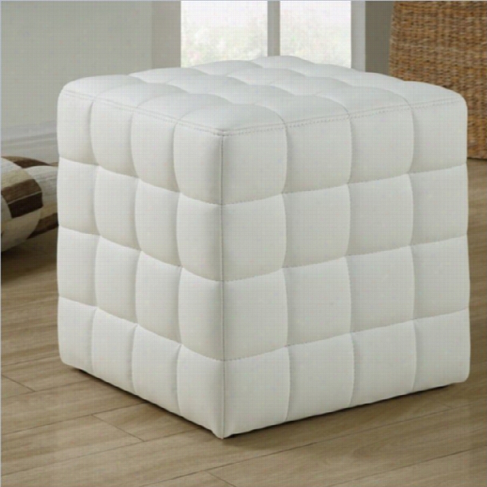 Monarch Faux Leather Ottoman In White