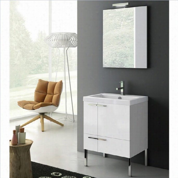 Nameek's Acf 24 New Space Standiing Bathro Om Vanity Set In Glossy White