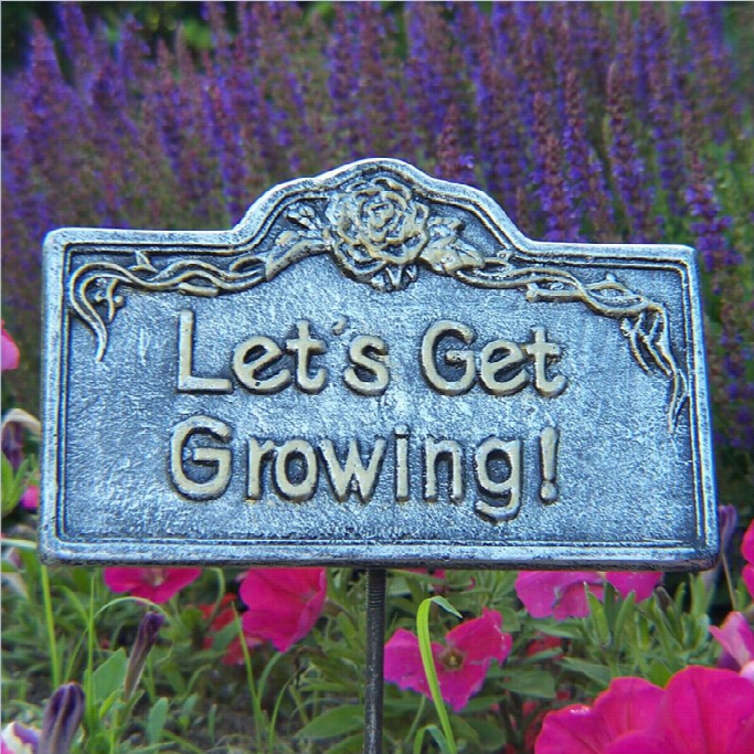 Oakland Living Garden Marker Lets Get Growing In Antique Pewer