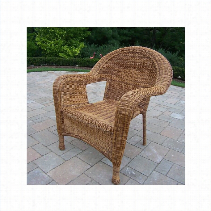 Oakland Living Resin Wicker Arm Chair In Natural (set Of 22)