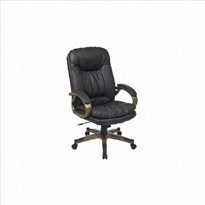 Office Star Executive Eco Leather Office Chair With Locking Tilt Ascendency And Coated Base In Espresso