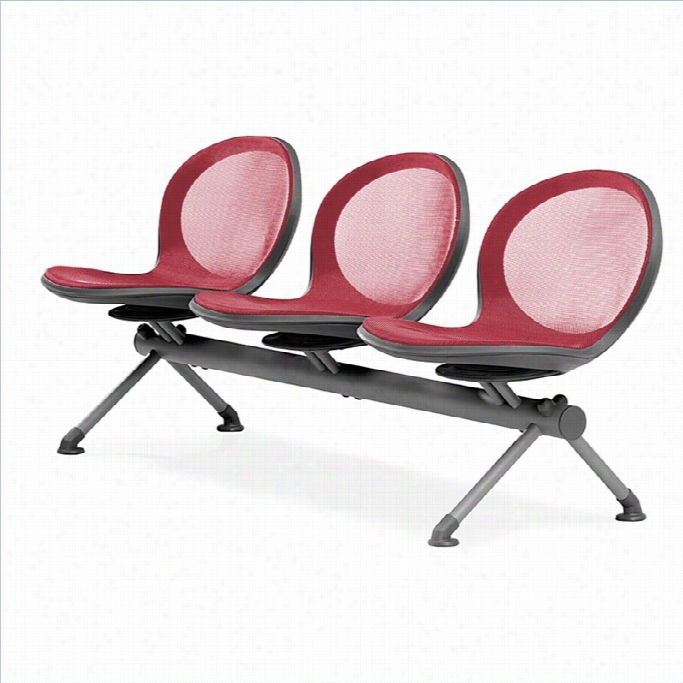 Ofm Net Beam Gueest Chair With 3 Seats In Red