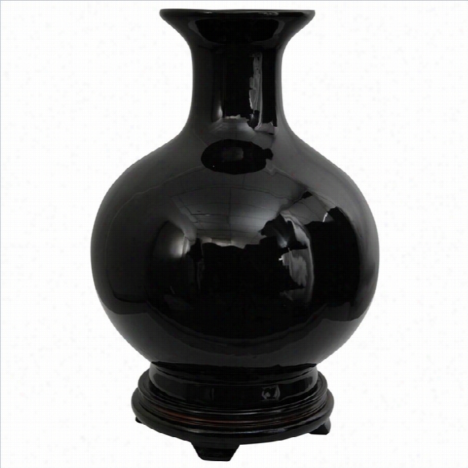 Oriental Furniture 12 Solid Vase In Black