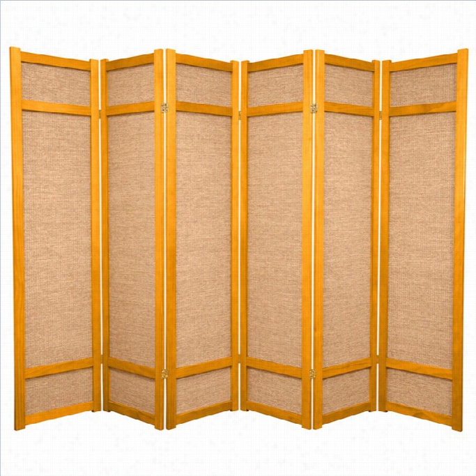 Oriental Furniture 6 ' Tall 6 Panel Shoji Screen In Honey