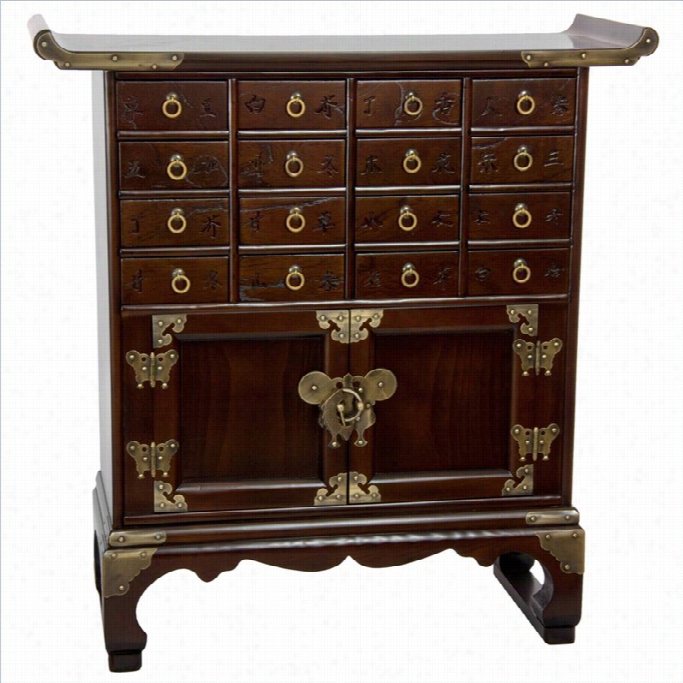 Oriental Korean 16 Drawer Medicine Accent Chest In Rosewood