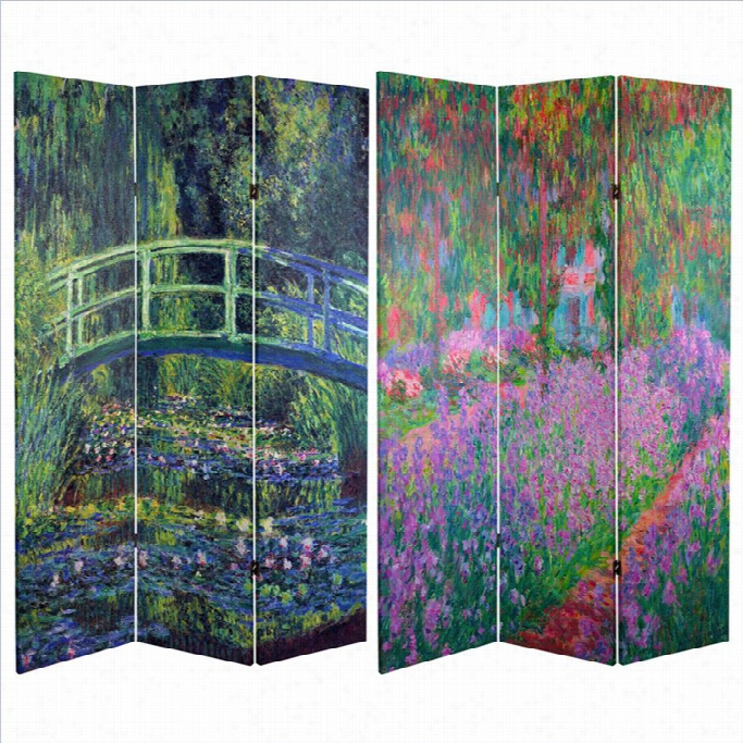 Oriental Water Lily And Garden Rroom Divider