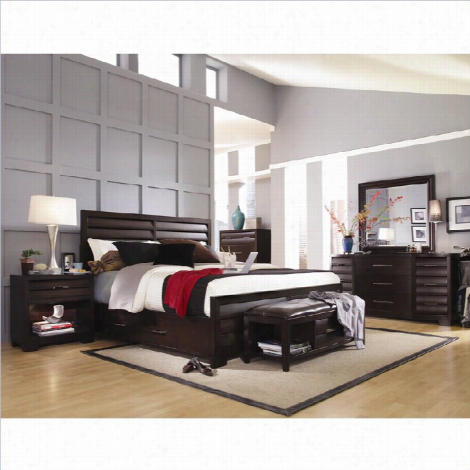 Pulaski Tangerine 330 Panel Storage Bed 6 Drama Bedroom Set In Sable