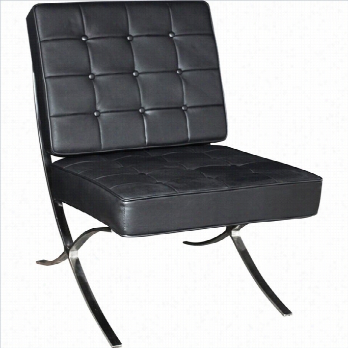 Regency Princeton Tufted Letaher Lounge Chair In Black
