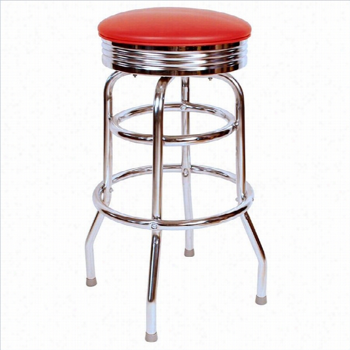 Richardson Esating Retro 1950s  30 Abckless Swivel Bar Stool In Red