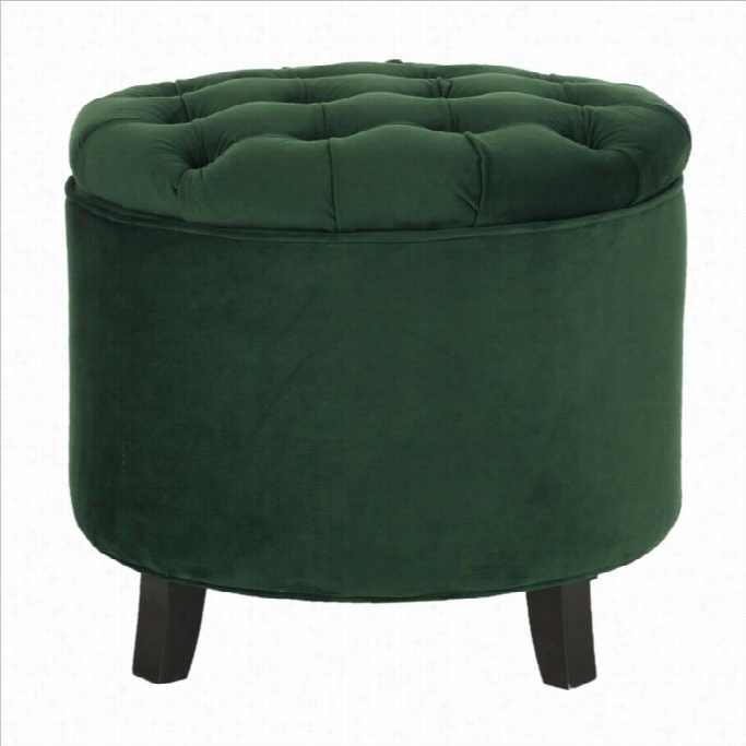 Safavieh Ameliia Oak Tufted Storage Ottoman In Green