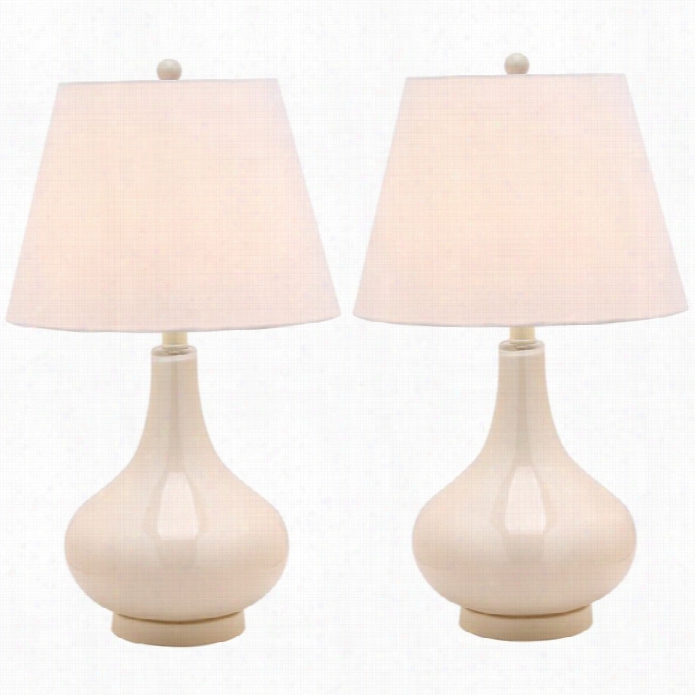 Sfaavieh Amy Gourd Glass Lamp (set Or 2) In White