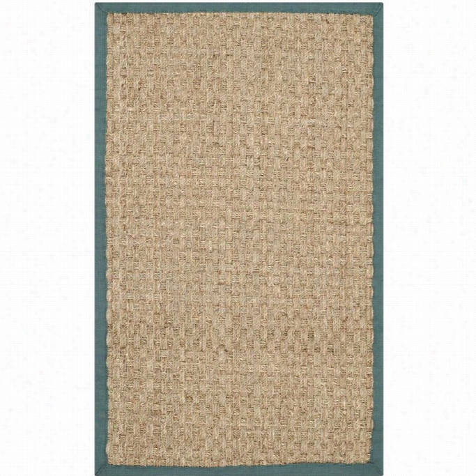 Safavieh Natural Fiber Runner Rug In Natural / Light Blue