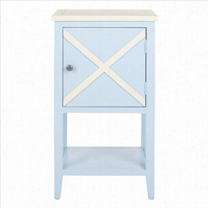 Safavieh Ward Poplar Woood Side Table In Light Blue And White