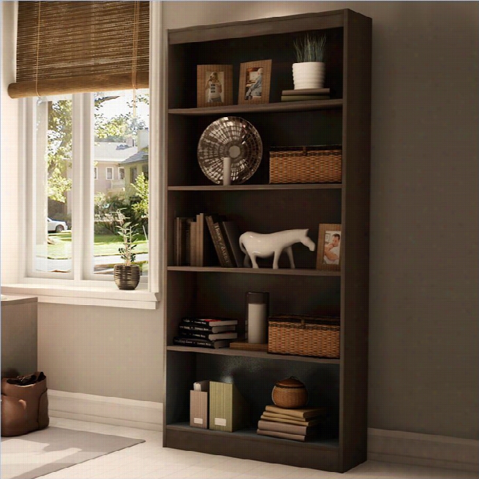South Shoe Axess 5 Shoal 71h Wood Bookcase In Chocolate