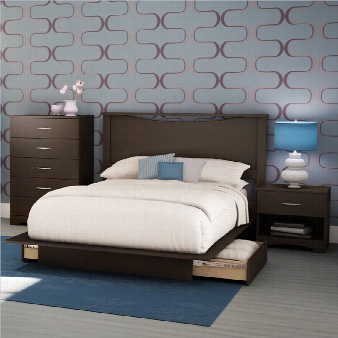 South Shorre Back Bay 4 Piece Queen Platform Storage Bedroom Set