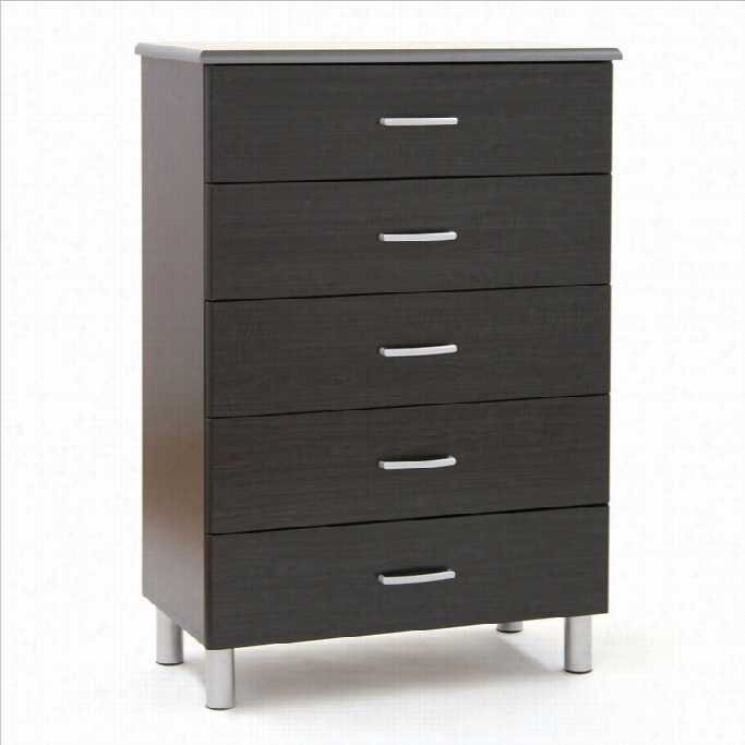 South Shore Cosmos 5 Drawer Chest In Black Onyx Funish