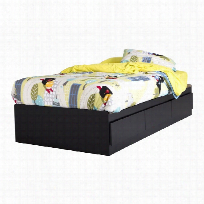 South Shoore Fusion Twin Mates Bed In Pure Black