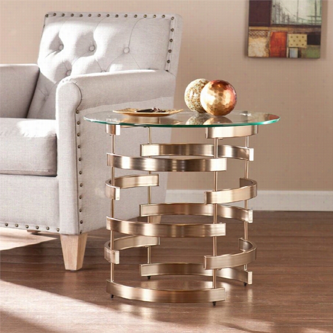 Southern Enterprises Belmar Rond End Table In Champagne