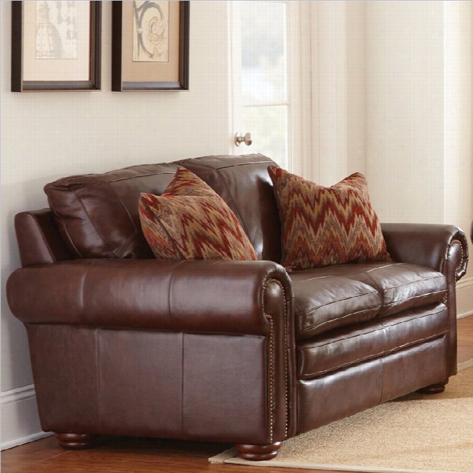 Steve Silver Cmlpany Yosemite Leather Loveseat In Chestnut